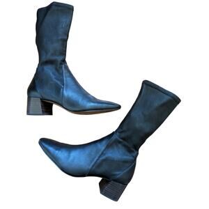 Massimo Dutti Black Nappa Leather Stretch Boots Sz IT 39 US 8.5